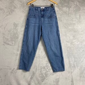 Ba&sh Womens High Waisted Tapered Leg Denim Jeans Blue Size S Yoke Detail 0657